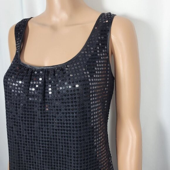 New York & Company Women's Black Full Sequins Sheath Cocktail Dress Sz 8 - Picture 3 of 13